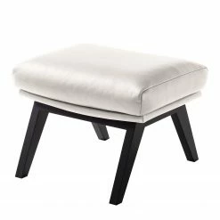Studio Copenhagen Pouf repose-pieds Hepburn I - Cuir véritable Neka : Blanc - Noir