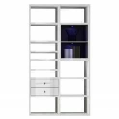 Loftscape Etagère Emporior II - Blanc brillant / Noir - Avec éclairage