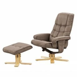 Modoform Fauteuil de relaxation Sund - Avec repose-pieds - Microfibre - Beige chaud
