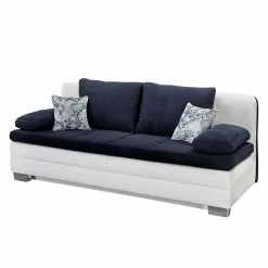 Home Design Canapé convertible Gibb - Blanc / Bleu