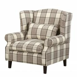 Maison Belfort Fauteuil à oreilles Colmar XL - Marron / Beige