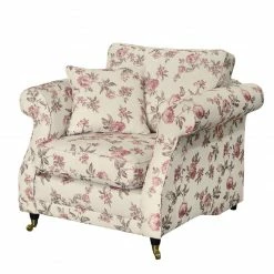 Maison Belfort Fauteuil Rosehearty - Tissu - Crème / Rose