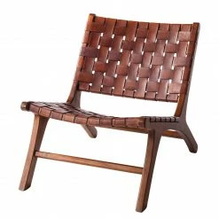 Eva Padberg Collection Chaise Bourbourg I - Cuir véritable / Teck massif - Bois de teck